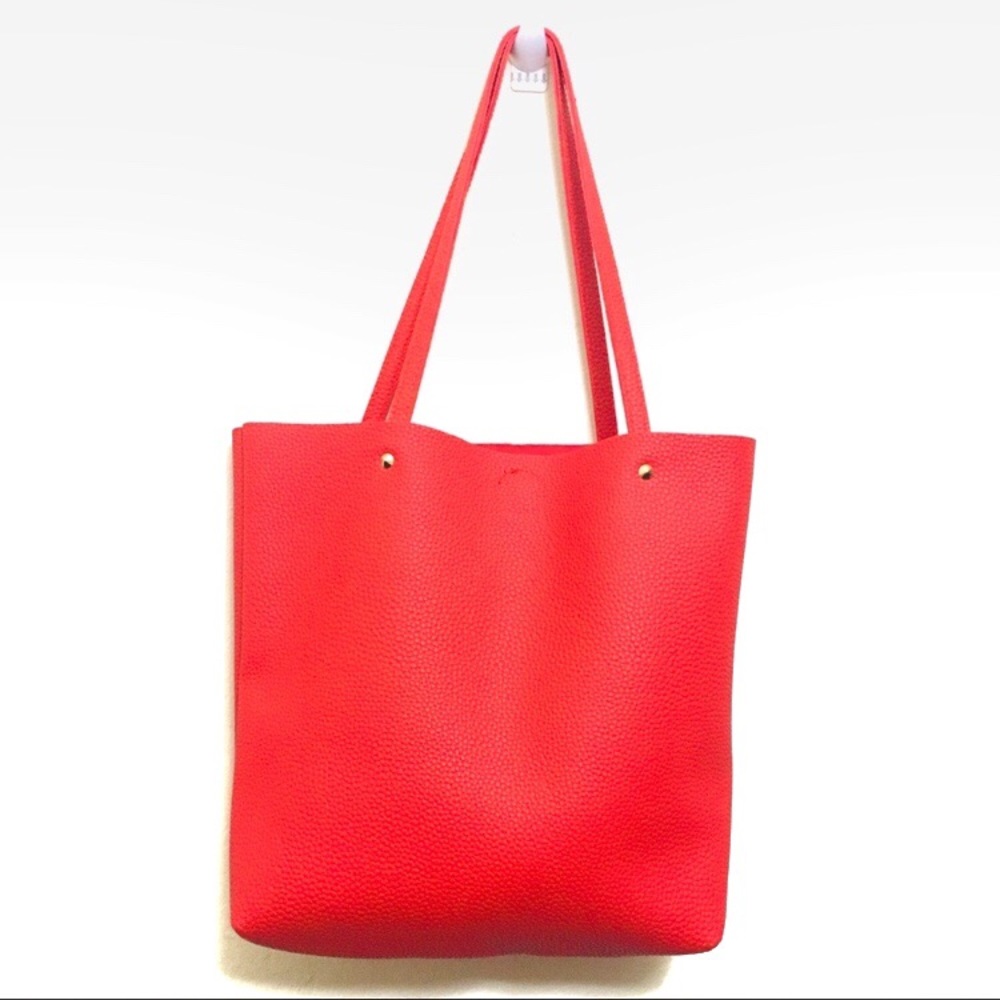 Bright red shoulder bag tote purse
